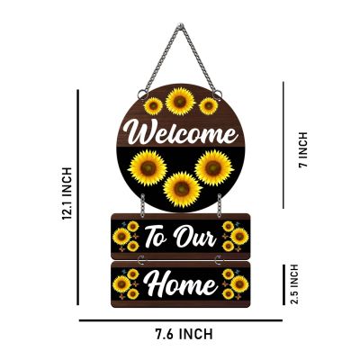 Sunflower Welcome To Our Home Hanging Sign For Front Door & Entryway Sign Home Decor for Living Room & Balcony Ideal Housewarming Gift Door Hanging